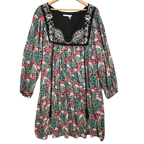 Anthropologie Floreat Dresses & Skirts - Floreat Anthropologie Boho Floral Embroidered Tunic‎ Dress V-Neck Size M